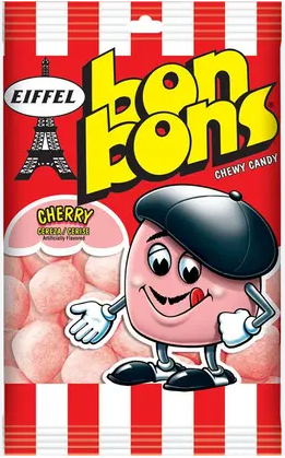 Eiffel Bon Bons Chewy Cherry Candy 4oz Peg Bag 12ct